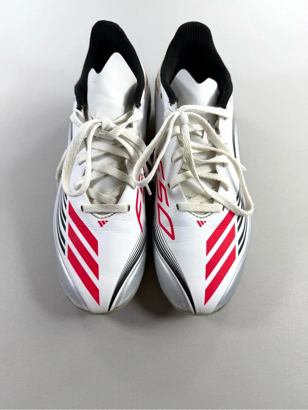 Adidas F50 Messi Soccer Cleats White Silver Red FG Size 6